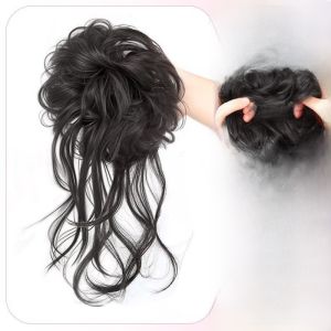 Natural Looking Low Bun Hairband Womens Fake Hair High Top Knot Hair Pack Bamboo Quail AM41 Heat Silk Fake Hair Accessories