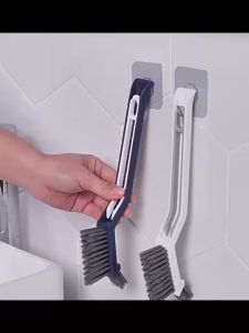 Multifunctional Floor Seam Brush with Adhesive Hook Transparent 3-in-1 Cleaning Brush Clip Hair clip