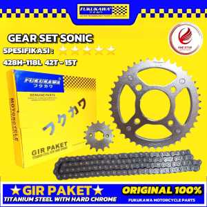 GEAR PAKET GIR SET HONDA SONIC 150R NEW TITANIUM 428H-118L-42T-15T ORIGINAL ORI ASLI FUKUKAWA