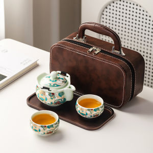 Bộ Trà Đi Du Lịch Sứ Sơn Côn Tay Cầm Hình Hoa Sen Tay Hoa Quỳnh Sứ Nướng Trà Quà Tặng Tiệc Cỗ Ăn Trưa Doanh Nghiệp