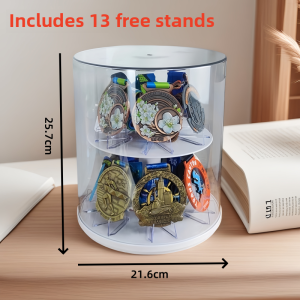 Marathon Running Medal Display Stand Sport Honor Badge Rotating Dustproof Storage Box Medals Showcase Award Holder Organizer