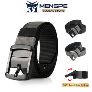 MENSPE Men Belt Outdoor Tactical Belt Adjustable Belt Rotating Buckle Nylon Waistband Double-Sided Two-Color Belt Youth Sports Canvas Pant Belt Simple Nice Waistband Nylon