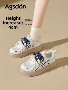 Agsdon | Breathable Trainer Style Womens White Sneakers Thick Sole