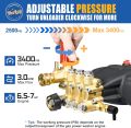 TOOLCY Pressure Washer Pump 3400 PSI Max 3.0 GPM, 3/4 inch Shaft Horizontal Triplex Plunger Pump Replacement, Direct Drive, with Unloader, 5 Nozzle Tips, 3/8" QC to M22-14mm Adapter. 