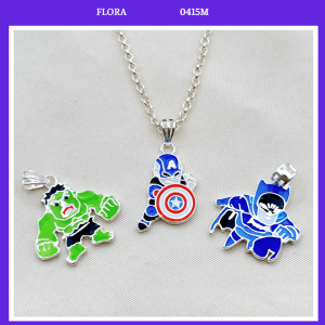 FLORA 0415M - [Có bán lẻ] Dây chuyền bạc ta hình Captain America người dơi Batman người khổng lồ xanh Hulk dành cho bé