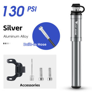 WEST BIKING Portable Bicycle Pump 130PSI High Pressure With Hose Presta Schrader Valve Aluminum Alloy MTB Road Bike Tire Pump