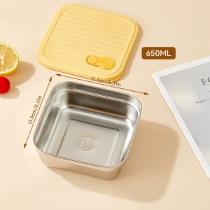 WORTHBUY | Portable Lunch Box Outdoor Picnic 1/2 Grids Large Capacity Fruit Salad Food Storage Container 304 Stainless Steel Bento Box