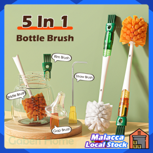 5 In 1 Water Bottle Cleaning Brush Multifunctional Cup Long Handled Brush Kitchen Bottle Lid Gap Cleaning Brush Set