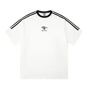 เสื้อยืดคู่รัก HeartBoon ทรงหลวม สไตล์ฤดูร้อน แขนสั้น ผ้าฝ้าย 100% เสื้อคอกลมลายเรขาคณิต สำหรับผู้ชายและผู้หญิง