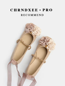 Retro Rose Flat Bottom Single Shoes Womens New 2023 Chinese Zen Style Soft Leather Mary Janes Slip-On Fashion Flats