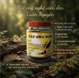 1 Lọ 100gr Nghệ Viên Đen Mật Ong Xuân Nguyên Hỗ Trợ Giảm Đau Bao Tử Dạ Dày Phụ Nữ Sau Sinh Đẹp Da