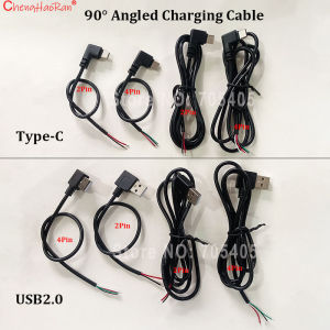 ChengHaoRan 1PC Right Angled 90 Degree Male Bend USB 2.0 Type-C 2Pin 4Pin DIY Power Data Charging Cable L Type