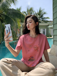 Hello Canon Original Graffiti Print round Neck Short Sleeve Womens T-shirt Cotton Summer New Loose Small Size Pure Cotton Top