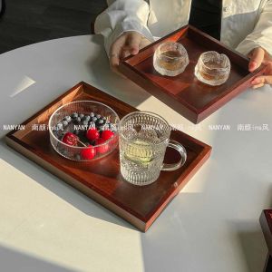 จานวางเครื่องดื่มแบบยาวทรงสี่เหลี่ยมพื้นผิวเรียบสไตล์วินเทจสำหรับใส่แก้วกาแฟและถ้วยชา ผลิตจากไม้ไผ่ ขนาด 12 นิ้ว