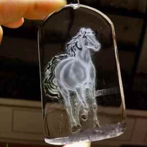 Blue Rabbit Hair & Carved Horse Crystal Pendant: A Symbol of Health and Longevity