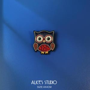 Handmade Embroidery Metal Thread Embedded Diamond Handmade Cute Owl Brooch Pin Couple Accessories Badge New Arrival