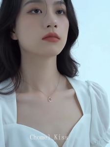 CHOMEL Singapore necklace for women 18K rose gold no rusting chain cute diamond pendant rantai leher perempuan