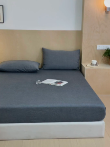 40cm Thickness Fitted Sheet Japanese Style Solid Color Cotton Sheets Plain Single King Size Washed Cotton 40cm Thick Matress