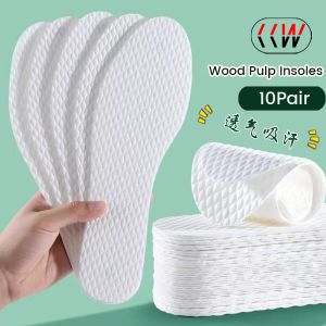 CCW 10 Pair Disposable Insoles Nature Wood Pulp Insoles Thin Breathable Sweat Soft Comfortable Shoe Pad