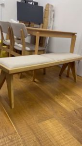 Dining Bench Solid Wood Frame / Long Stool Shoe Bench 130cm Walnut / Beech Flexidesignx KAYLA