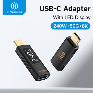 Hagibis 240W USB C Adapter with LED Display USB4 PD Fast Charging Type C Connector 80Gbps 8K Video Power Current Voltage Display