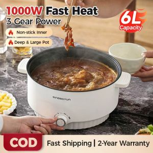 6L Electric Cooker 1000W Multifunctional Electric Pot Rice Cooker with Steamer Non Stick Hot Pot Electric Frying Pan