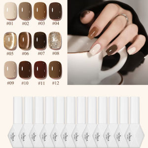 ยาทาเล็บเจล SHAKA รุ่น Early Autumn Autumn And Winter Waste Soil Brown Series 1-12 ชิ้น คอลเลคชั่นใหม่ปี 2025 สีขาวสว่างสำหรับทำเล็บฮาโลวีน