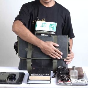 Reven leather Helsinki Bag - Tas Laptop Jinjing Pria Kulit Sapi Asli Free Dompet STNK