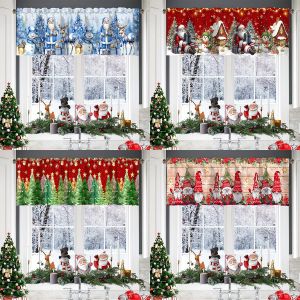 ผ้าม่านคริสต์มาสแบบสั้น ผ้าคลุมหน้าต่าง ของตกแต่งคริสต์มาสสำหรับบ้าน คริสต์มาส ห้องครัว ห้องน้ำ ผ้าม่านตกแต่งหน้าต่าง ปีใหม่ 2026 นาวยาด