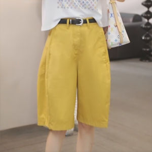 Shalldoer | High Waist Wide Leg Casual Pants Womens White Five-Quarter Length Sporty Comfortable Summer Fashion Trendy Straight Cut Trousers