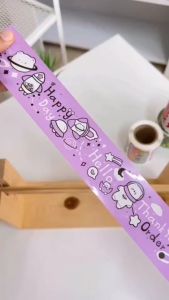 หมีอวกาศ 50/100 หลา สีม่วงพาสเทล เทปไร้เสียง กาวแน่น เทปปิดกล่อง สก็อปเทปปิดกล่อง