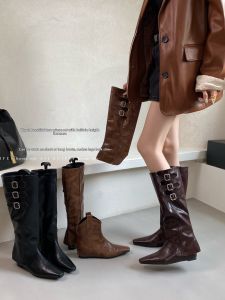 Heel Lifting Detachable Legging Bootie Womens Pointed Toe Boots