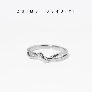 Trendy Knot Ring for Women Fashionable Luxury Titanium Steel Gold Color Index Finger Ring Couple Matching Rings Original Design