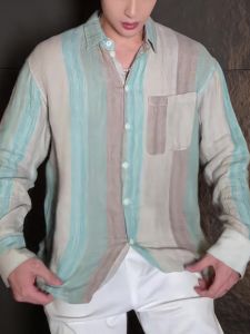 Fashionable Casual Style Long Sleeve Patchwork Shirt Mens Autumn Winter New Arrival Comfortable Cotton Blend Big Size Top