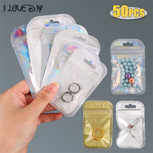 50pcs Transparent Self Sealing Earrings Bags Rings Organizer Thicken OPP Bags for DIY Jewelry Display Packaging Storage Zip Pouch