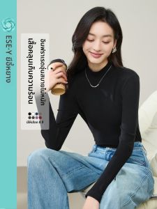 เสื้อเชิ้ตคอตั้งครึ่งตัวสำหรับผู้หญิง ทรงสลิมฟิต แขนยาว ผ้าผสม ความรู้สึกระบายได้ดี อบอุ่น ลำลอง สำหรับใส่ไปทำงาน