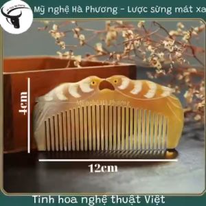 Lược sừng chạm hình đôi chim (size: S-12cm) -  bỏ túi xách cực kì tiện lợi làm quà tặng ý nghĩa