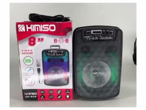 QS-842 Super Bass Karaoke Portable Wireless Bluetooth Speaker Party LED Light Speaker With Mic