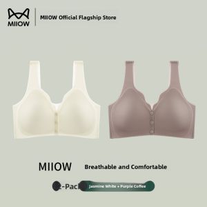 miiow | Maternity Nursing Bra Front Clasp Sleepwear Postpartum Womens Seamless Comfortable Nylon V-Neck Gathered No Wire Bra