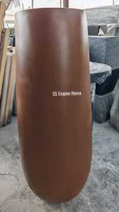 REX FP33 Matte Brown Fiberglass Tall Flower Pot Pasu Bunga Tinggi Garden Taman Plant Pokok Indoor Outdoor Modern Tanam