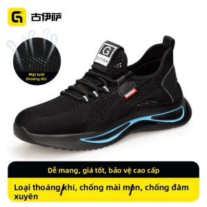 GUYISA | Giày Bảo Hộ Lao Động Nam Nhẹ Đế Mềm Cách Điện Mũi Thép Chống Đâm Xuyên