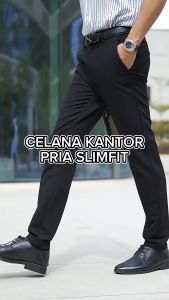 Celana Panjang Pria Kerja Kantor Slim Fit Bahan Wol Premium Anti Kusut