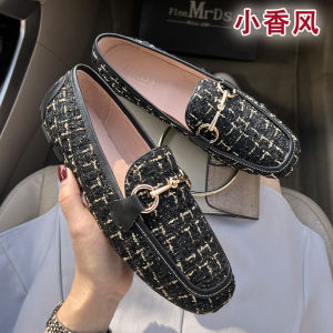 Womens Summer Soft Bottom Slip-On Loafers Retro British Style Flat Bottom Deep Mouth Black Bean Shoes Fashionable Casual Flats