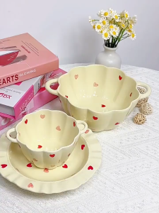 💗ชามซุปหูคู่ ฟักทองรัก ชามมาม่าสาวน่ารัก ชามข้าว ชามเซรามิค✨ขนาด 6 นิ้ว