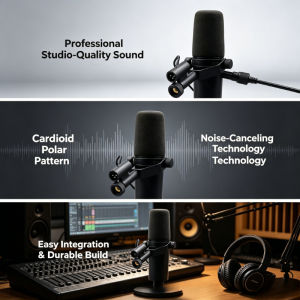 SM7B Style Dynamic Microphone XLR Broadcast Mic for Podcast Streaming Voice Over Studio Recording Home Studio Live Performance