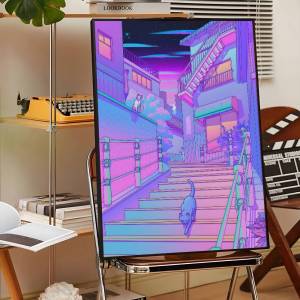 5D DIY Neon City Street Vaporwave Bộ Tranh Phong Cảnh Nghệ Thuật Khảm Hình Vuông & Hình Tròn Kim Cương Trang Trí Nhà Cửa Quà Tặng Không Khung