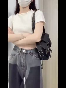 [SG SELLER]  Black Edgy Women Classy Casual Outing Minimalist Crossbody Adjustable Pocket Korean Sling Bag