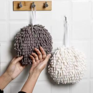 Chenille Hand Towels Wipe Hand Towel Ball with Hanging Loops for Kitchen Bathroom Quick Dry Soft Absorbent Microfiber Handball