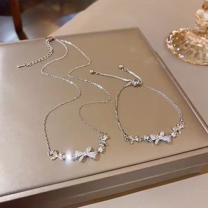 CAMI-HWX955S248 Kalung Gelang Titanium Wanita Bloom Ribbon Anti Karat