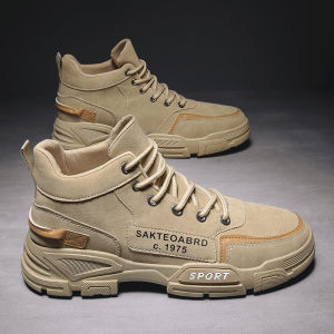 Giày Bốt Martin Màu Nâu Cho Nam Mùa Đông Có Lót Lông Cừu Cao Đến Mắt Cá Chân Phong Cách Retro Anh Quốc Cao Đến Giữa Bắp Chân